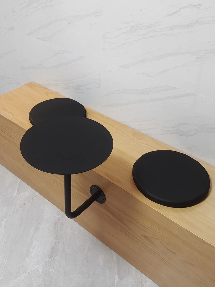 

American industrial style milk tea shop wall-mounted small round table, Internet celebrity side few card seats, black dining tab