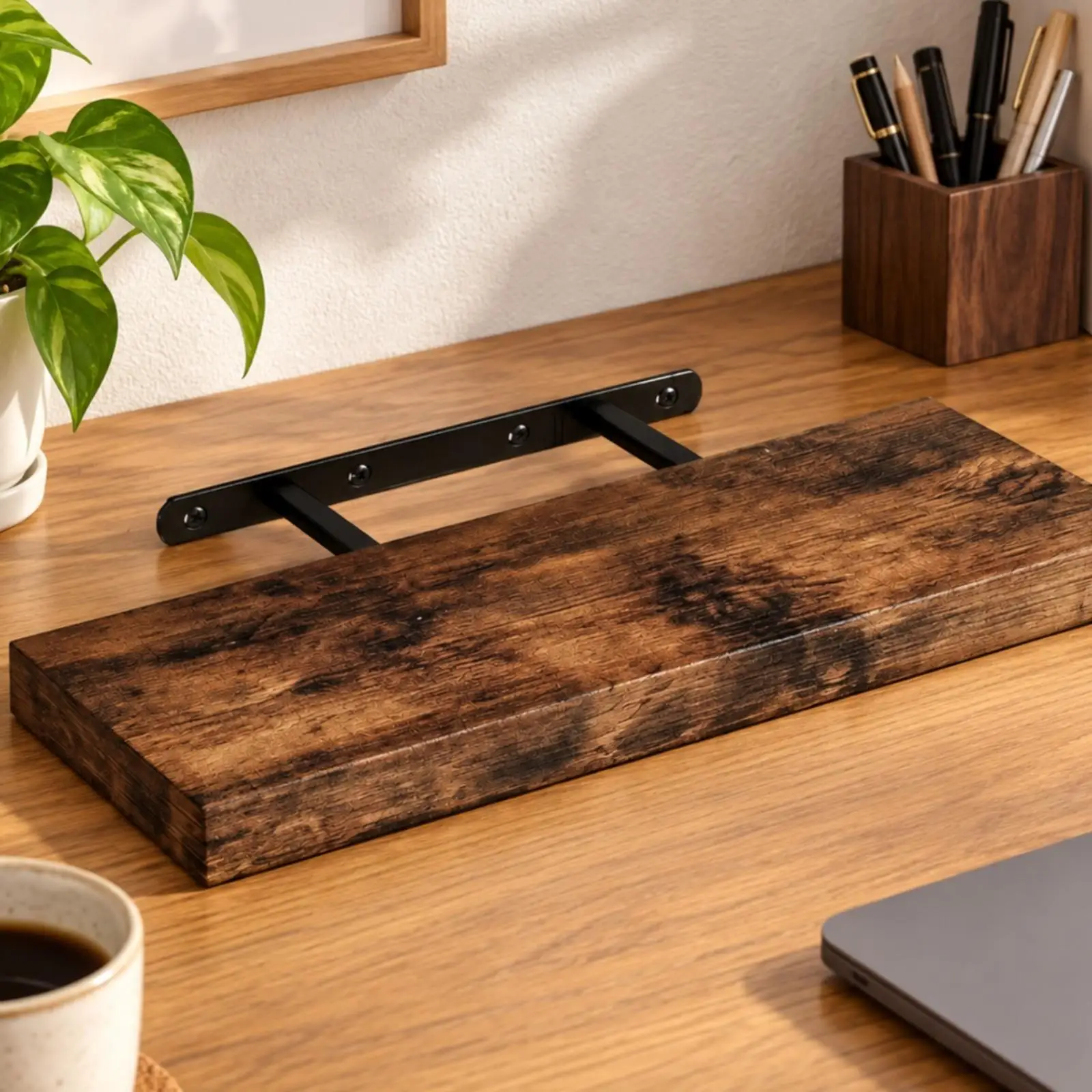 Solid Wood Wall Shelf Single Tier Floating Mount for Bathroom Kitchen Living Room Display Decor Organization
