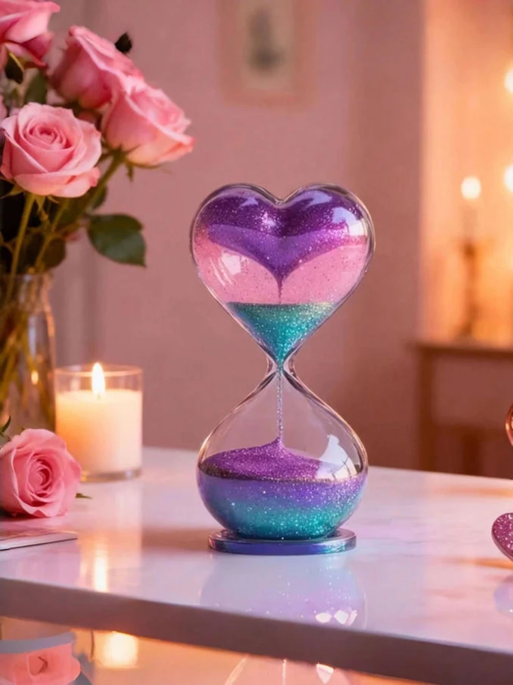 1Pc Acrylic Heart-Shaped Funnel Decor 2D Flat Rotating Modern 3D Asymmetrical Desktop Accent Ornament for Home Decor