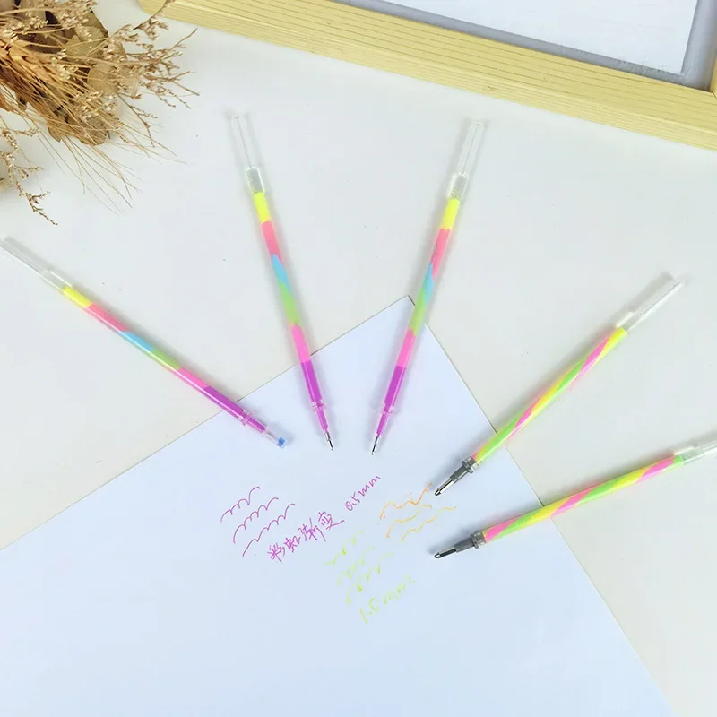 New Rainbow Pen Three-color Rotating Gradient Dream Color Neutral Pen Core Student Hand Account Marker Pen Pretty Student Gifts