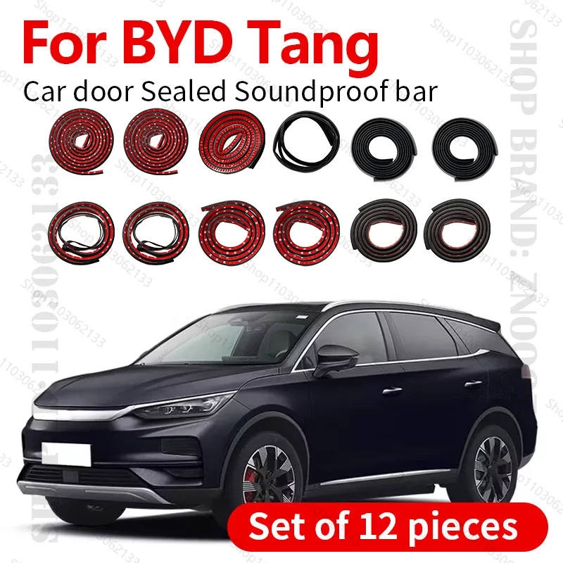 

For 2015-2025 BYD Tang Car Door Seal Strip Rubber Double Layer Sealing Protector Soundproof Dustproof Seal Strip 12PCS Set