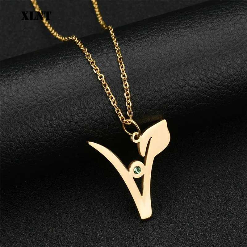 XLNT Vegan Stainless Steel Necklace Vegetarian Symbol Necklace Pendant Gift for Vegetarian Vegetarian Jewelry