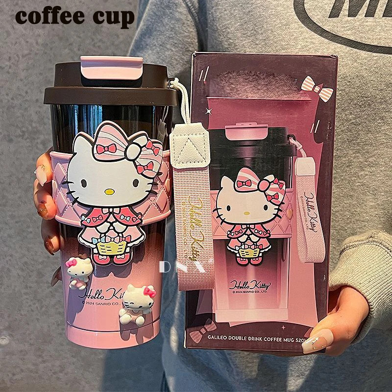 

Чашка-термос Sanrio Kuromi, новинка 2023 года, студенческая специальная соломинка 316, чашка для воды, кофейная чашка, двойная чашка для напитков