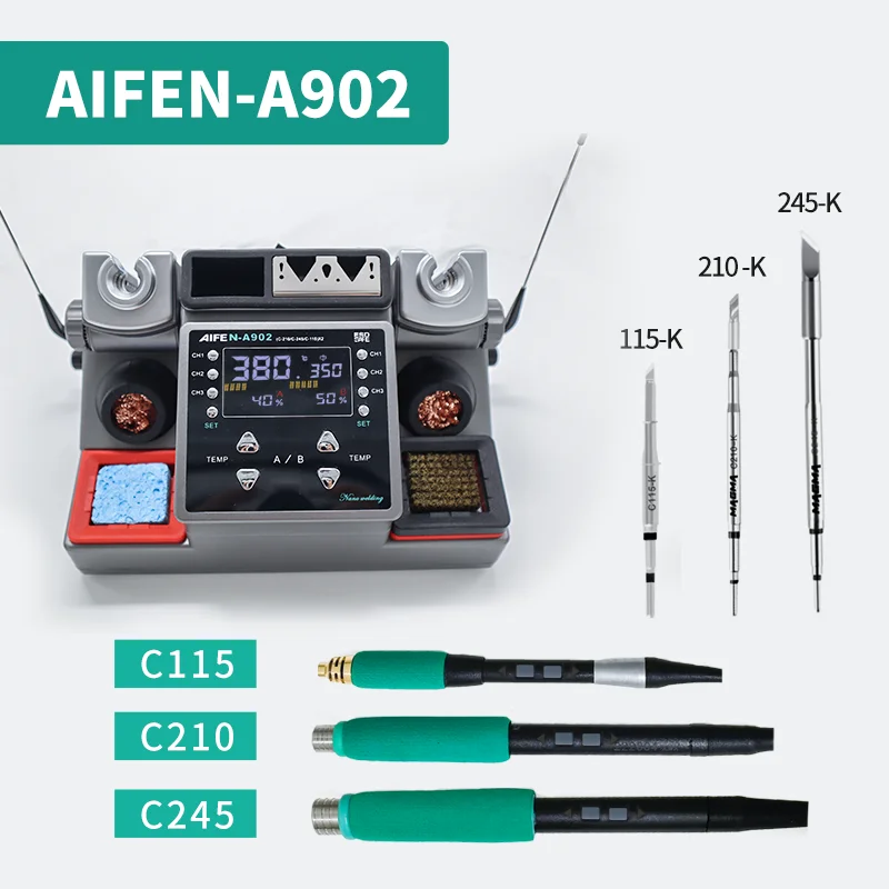 AIFEN A902 Soldeerstation C115 C210 C245 Dubbele Station Lassen Rework Station Voor Mobiele Telefoon PCB IC Reparatie Soldeer gereedschap