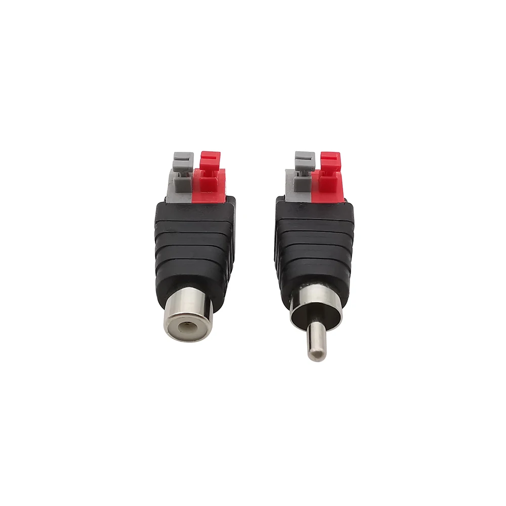 2Pcs RCA Adapters Speaker Wire Cable to Jack Audio Male Female Connector Press Plug Terminal Connector