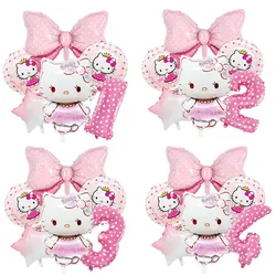 6 teile/satz Hallo Kitty Mädchen Geburtstags feier Folie Luftballons Dekoration liefern Baby party Kinder Party Helium Ballon nach Hause DIY Dekor