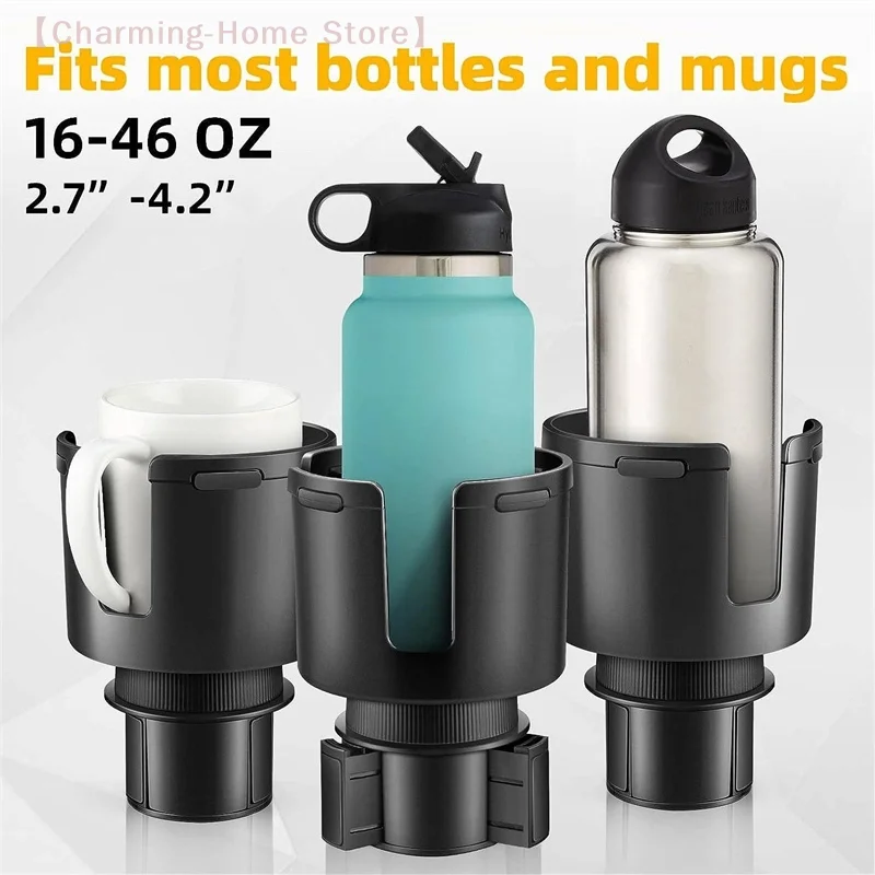 حامل أكواب السيارة المتوسع محول حامل الكأس متعدد الأغراض ملحقات تخزين منظم داخلي قابل للتوسيع مع حامل هاتف #3