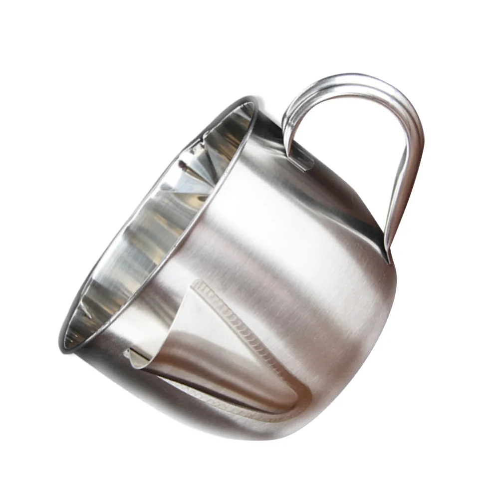 

Stainless Steel Grease Container Oil Filter Bowl Kitchen Oil Strainer Can Soup Separator Tool for Household Cooking