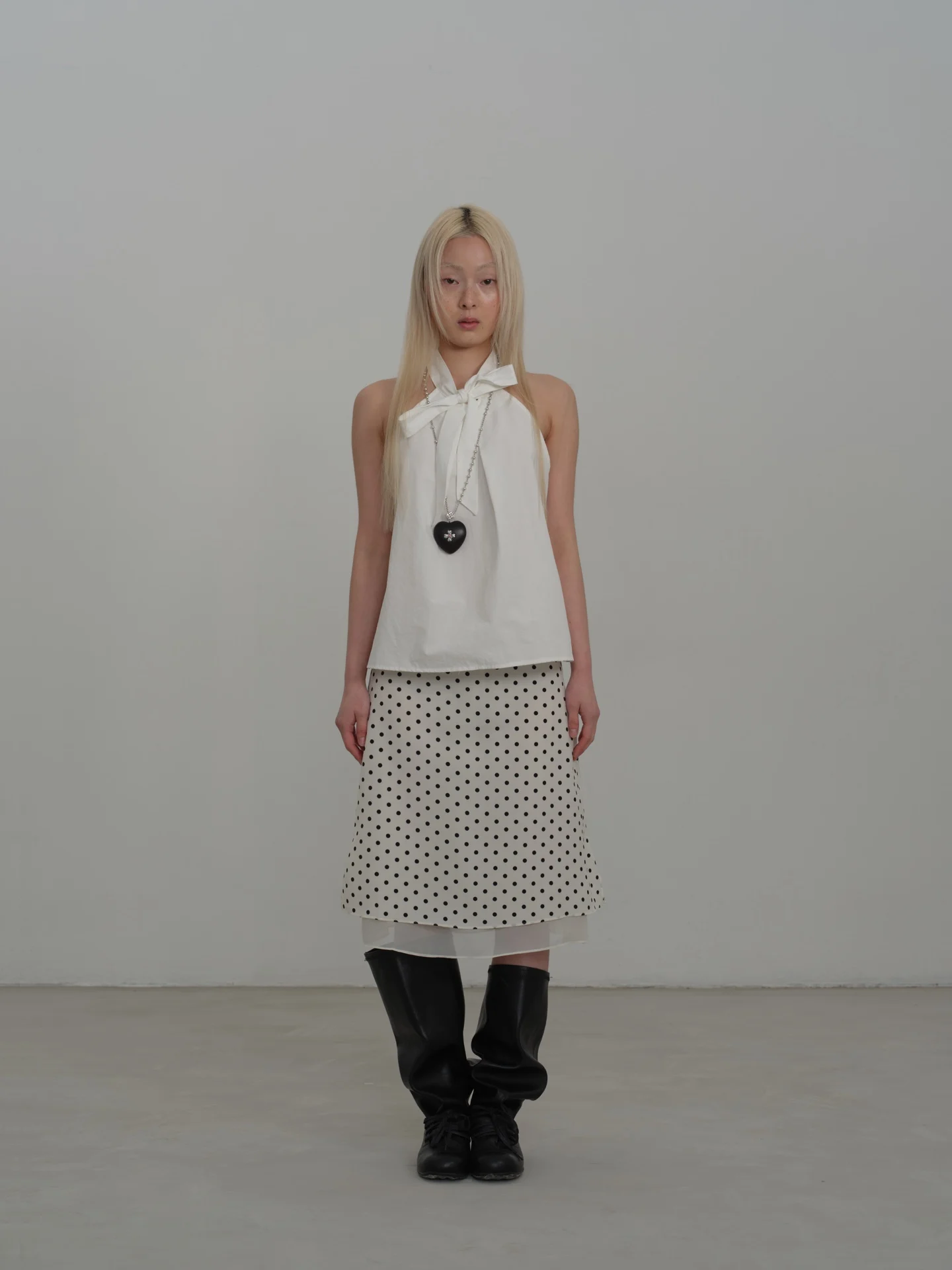 

Rebornique Retro Polka Dot Skirt A-Line Skirt Mesh Splicing Double Layer Straight Cut Half-length Short Skirt for Women
