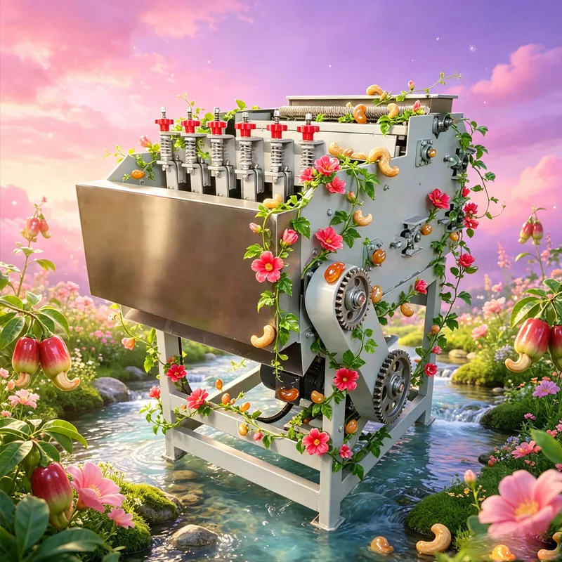 Cashew Shelling Machine with Low Breakage Cracking System and Automatic Kernel Processing for White Cashews Customized