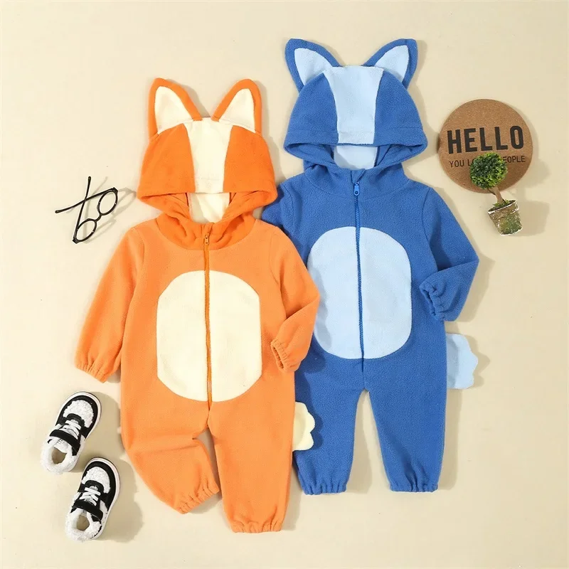 

Baby Cartoon Animal Costume Cute Zipper Fox Jumpsuit with Tail for Toddler kids Cosplay Party Holiday Outfit Clothing