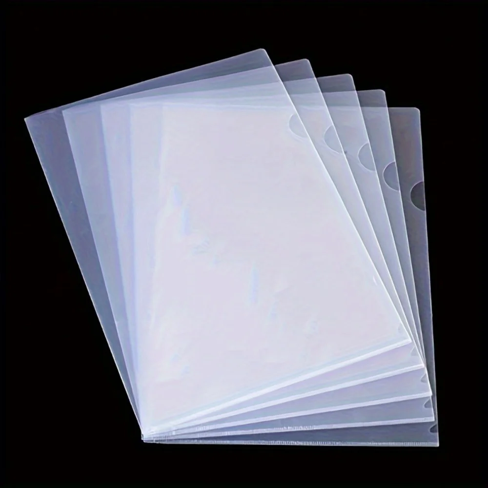 30 Pack PVC L-Shaped A4 Document Folders, Transparent File Envelopes for Office and Home Organization