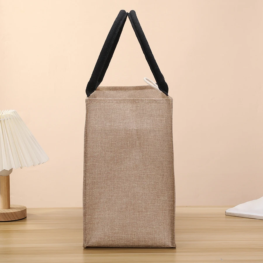 Solid color reusable large capacity linen ladies tote bag fashion daily shopping shopping retro handbags big bag