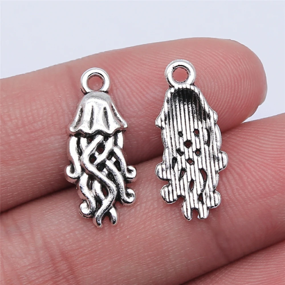 

Wholesale 200pcs/bag 22x10mm Antique Silver Color Jellyfish Charms For Jewelry Making DIY Jewelry Findings