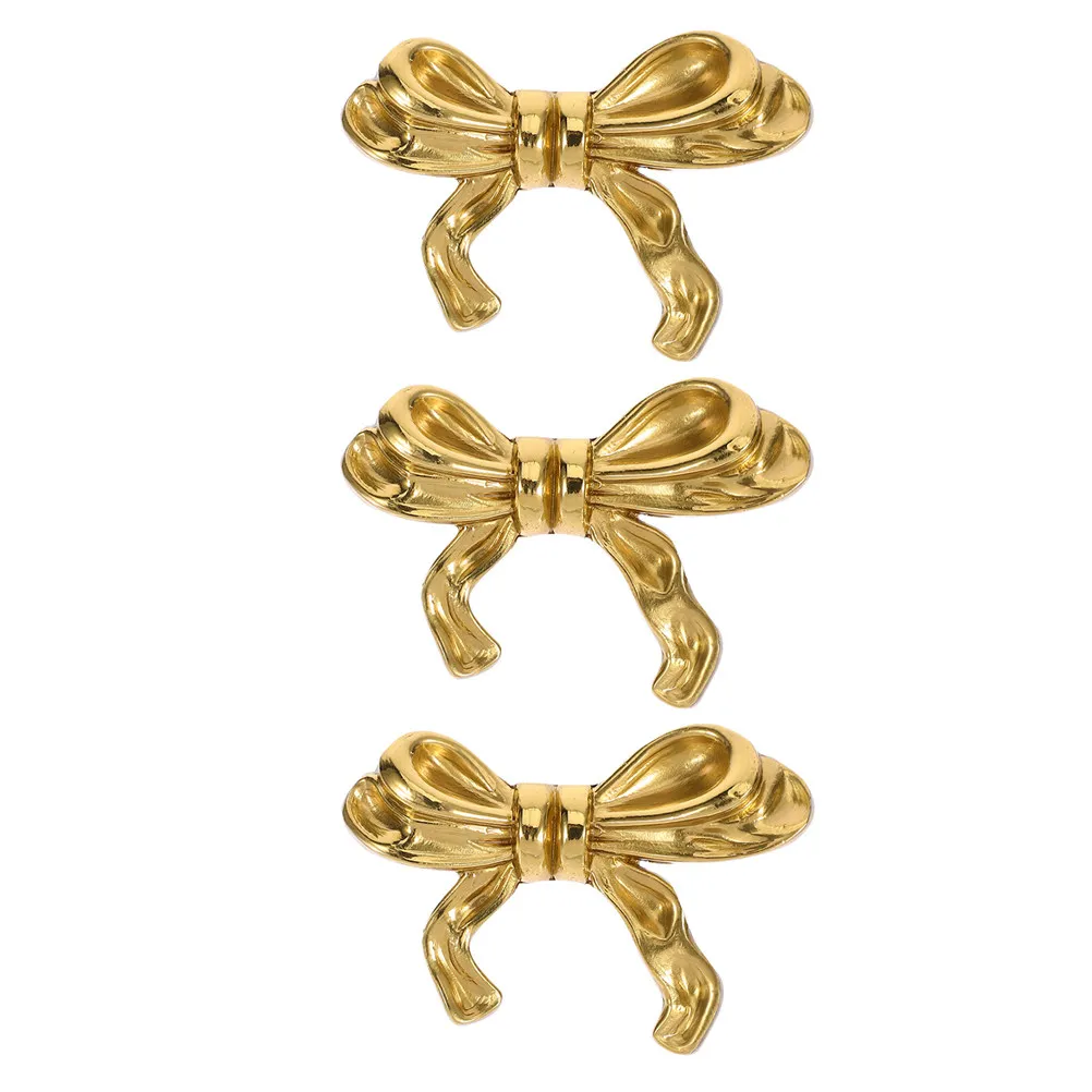 3Pcs Style Bow Brass Cabinet Knobs Vintage Decorative Handles for Dressers Drawers Pulls Furniture Hardware