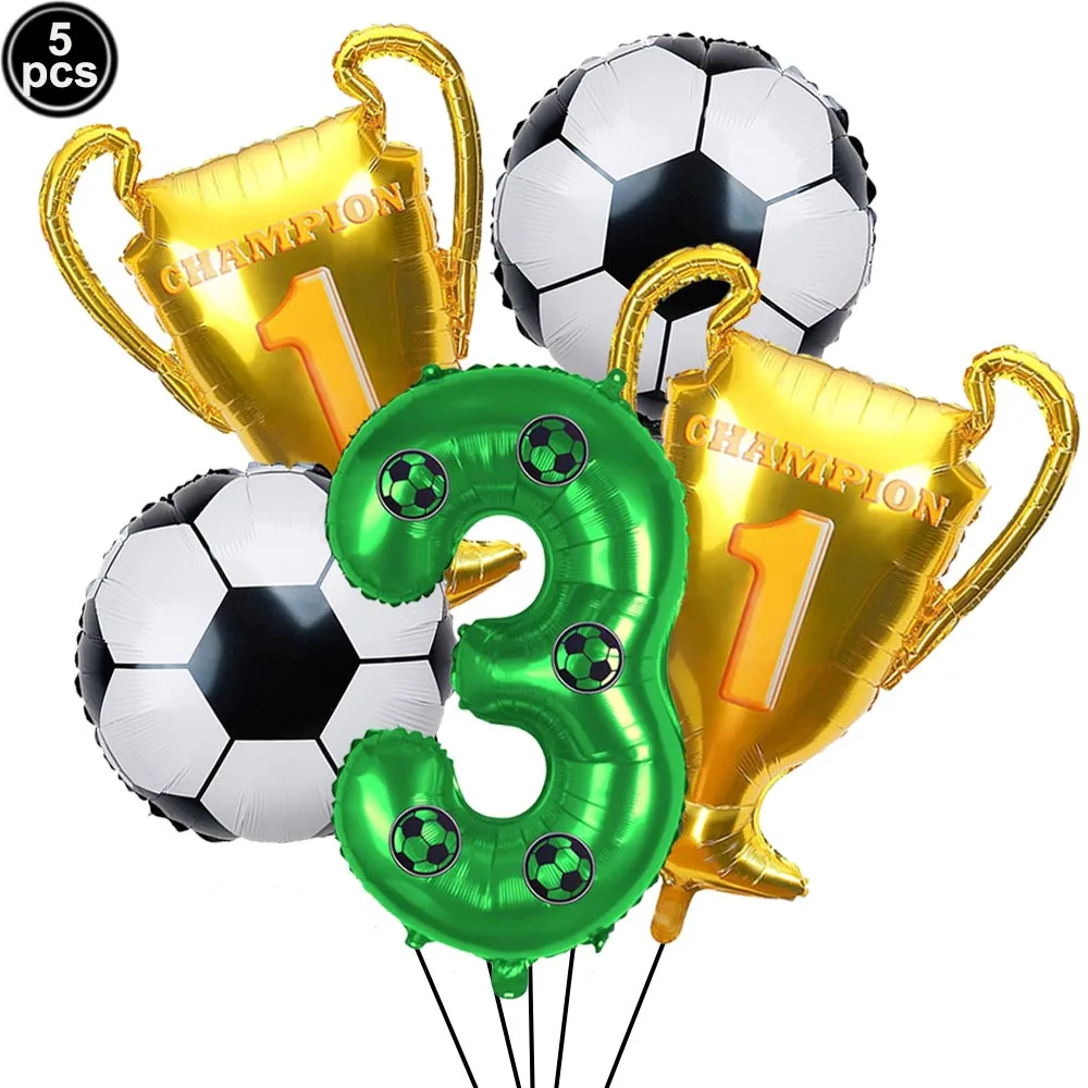 1set 32inch Green Digit Number Globos Football Helium Balloons Trophy Balloon Children\'s Gifts Soccer Birthday Party Decoration