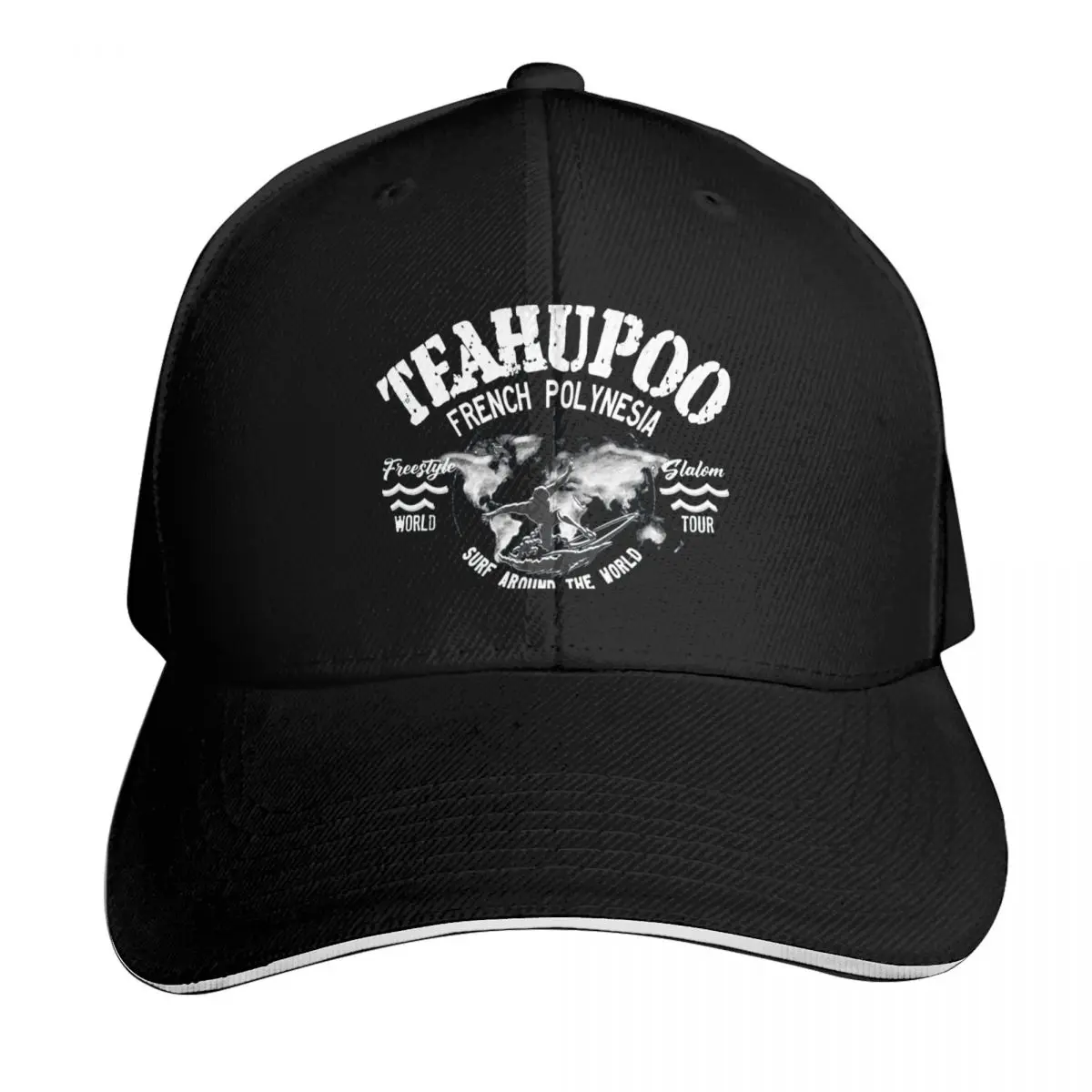Surfing Teahupoo Tahiti French Polynesia Baseball Cap Contrast Two Tone Brim Snapback Flat Bill Strapback Dad Hat