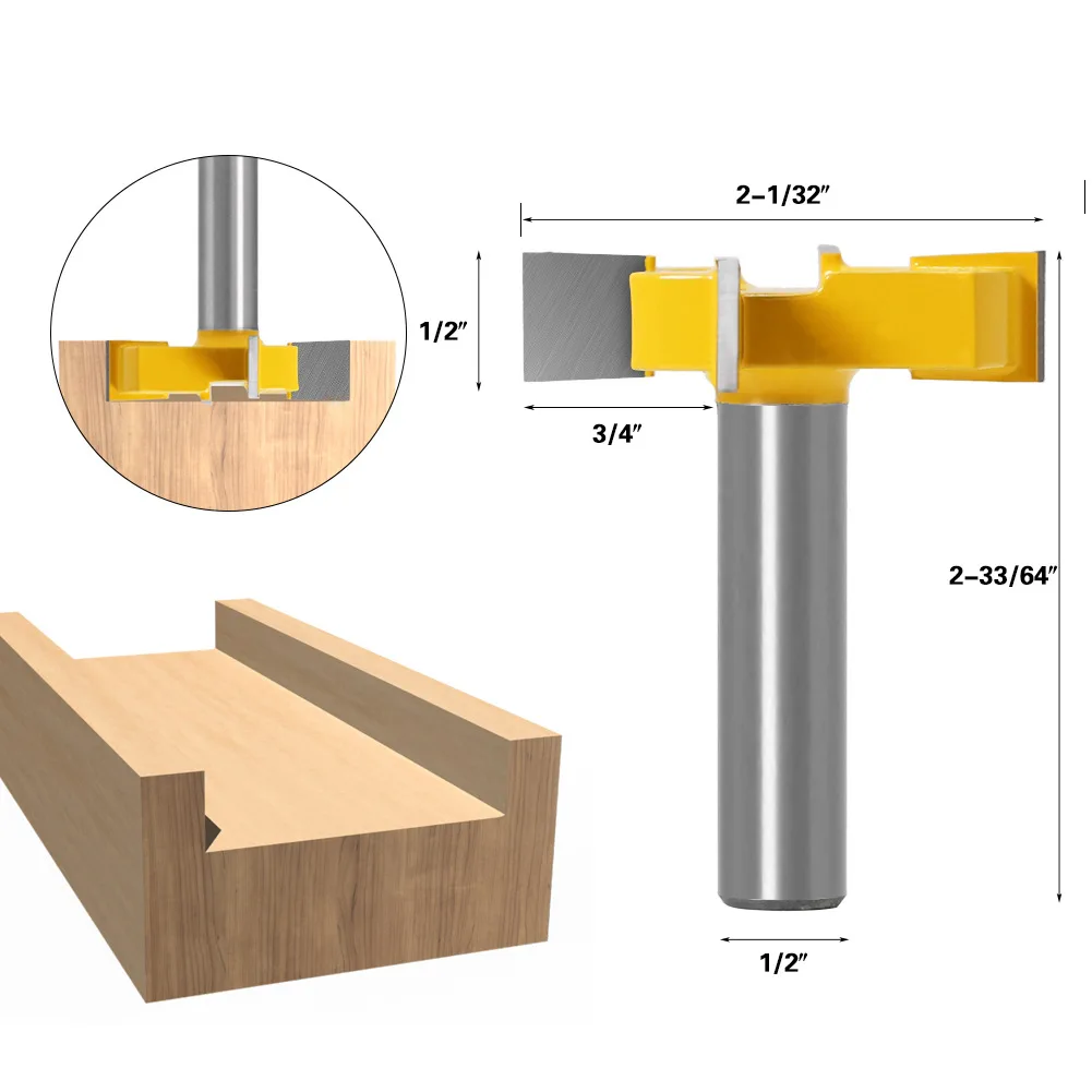 3Pcs Set T Type Tenon Router Bit 12mm 1/2