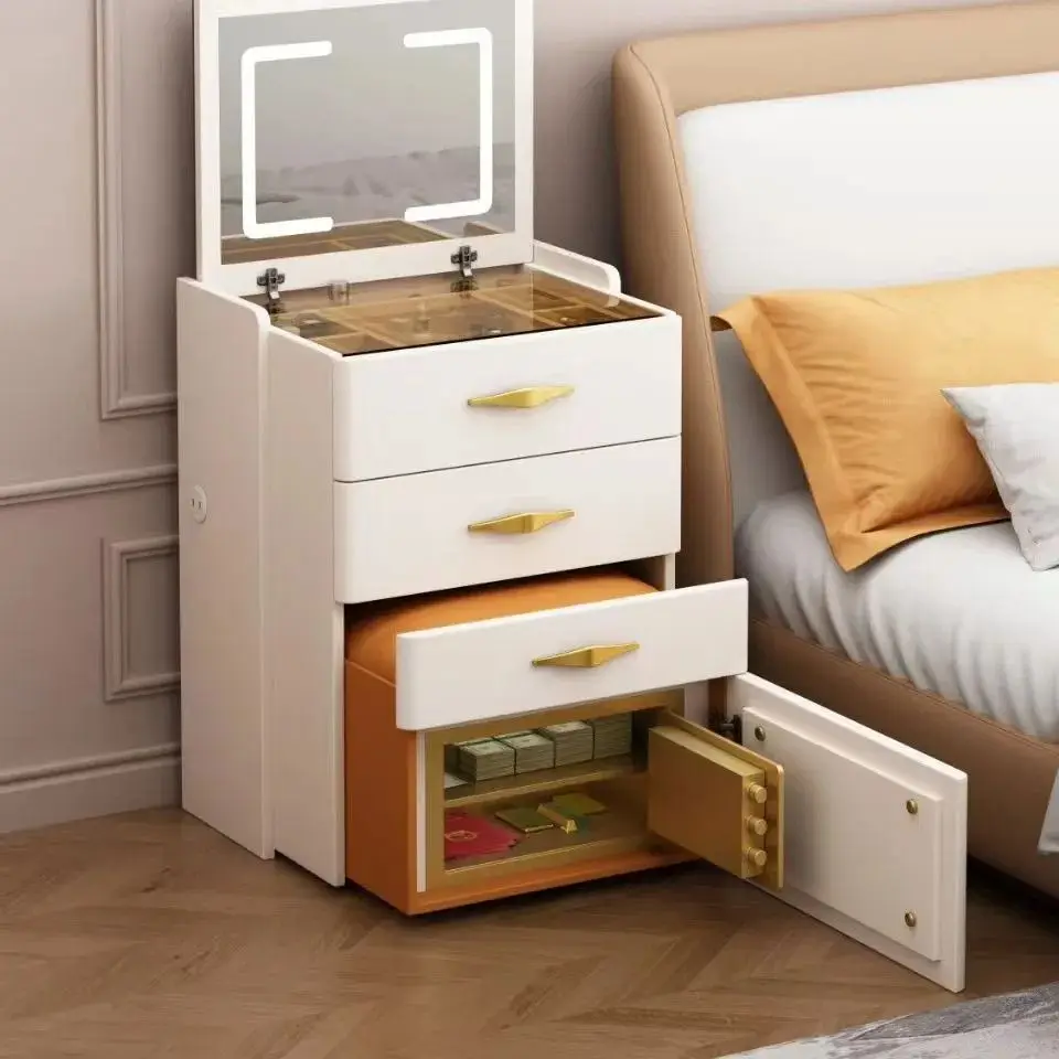 Dresser, bedside table, hidden safe, integrated new multi-functional clamshell vanity mirror, free installation