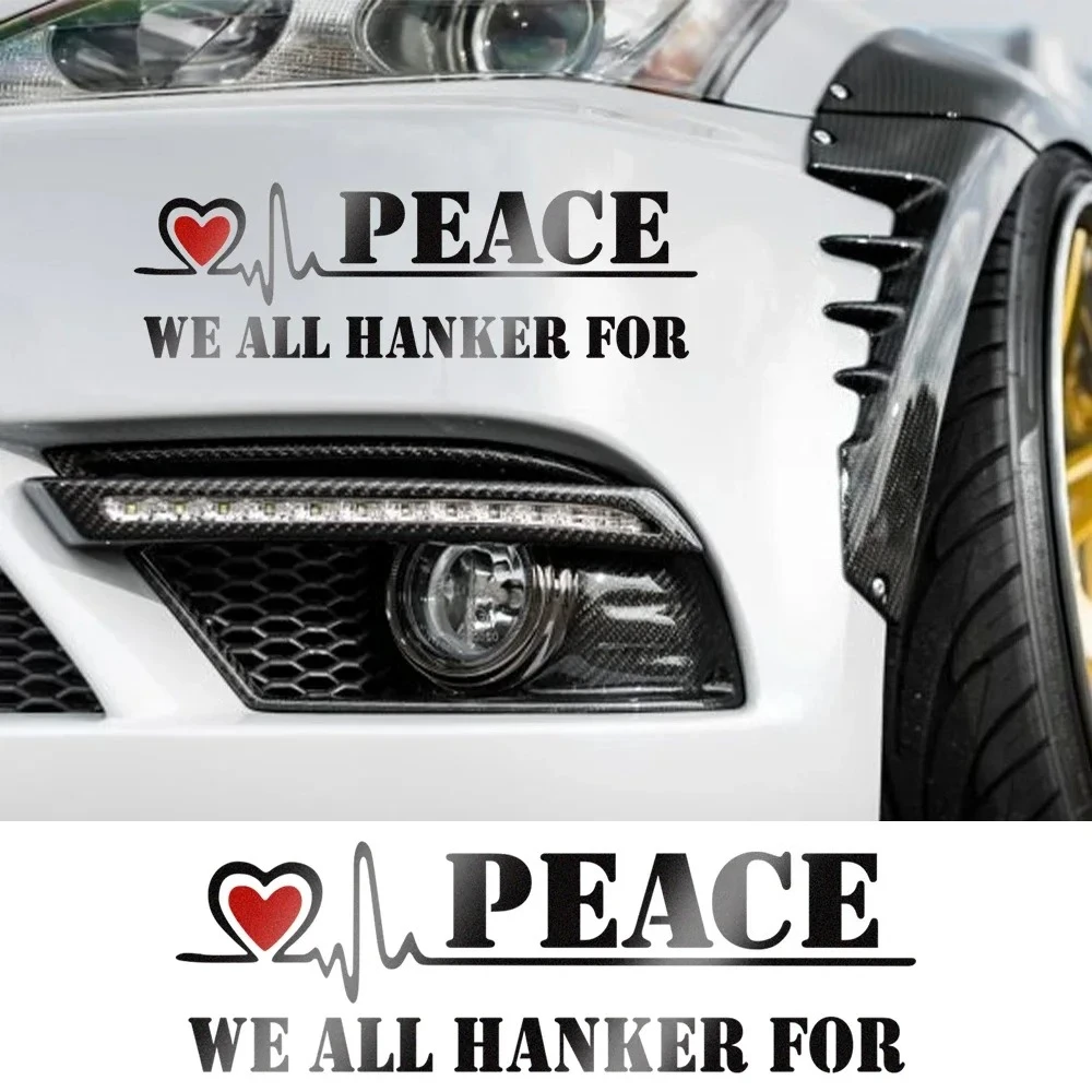 We All Hanker for Peace Slogan Car Sticker Reflective Vinyl Decals Window Windshield Styling Decoration Motorcycle Accessories