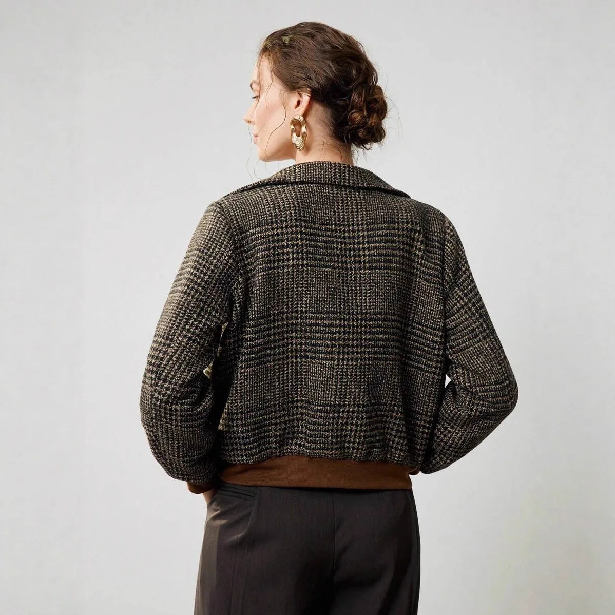Women's Autumn Outerwear New European and American Style Checked Jackets - Trendy Vintage Loose-Fitting and Casual
