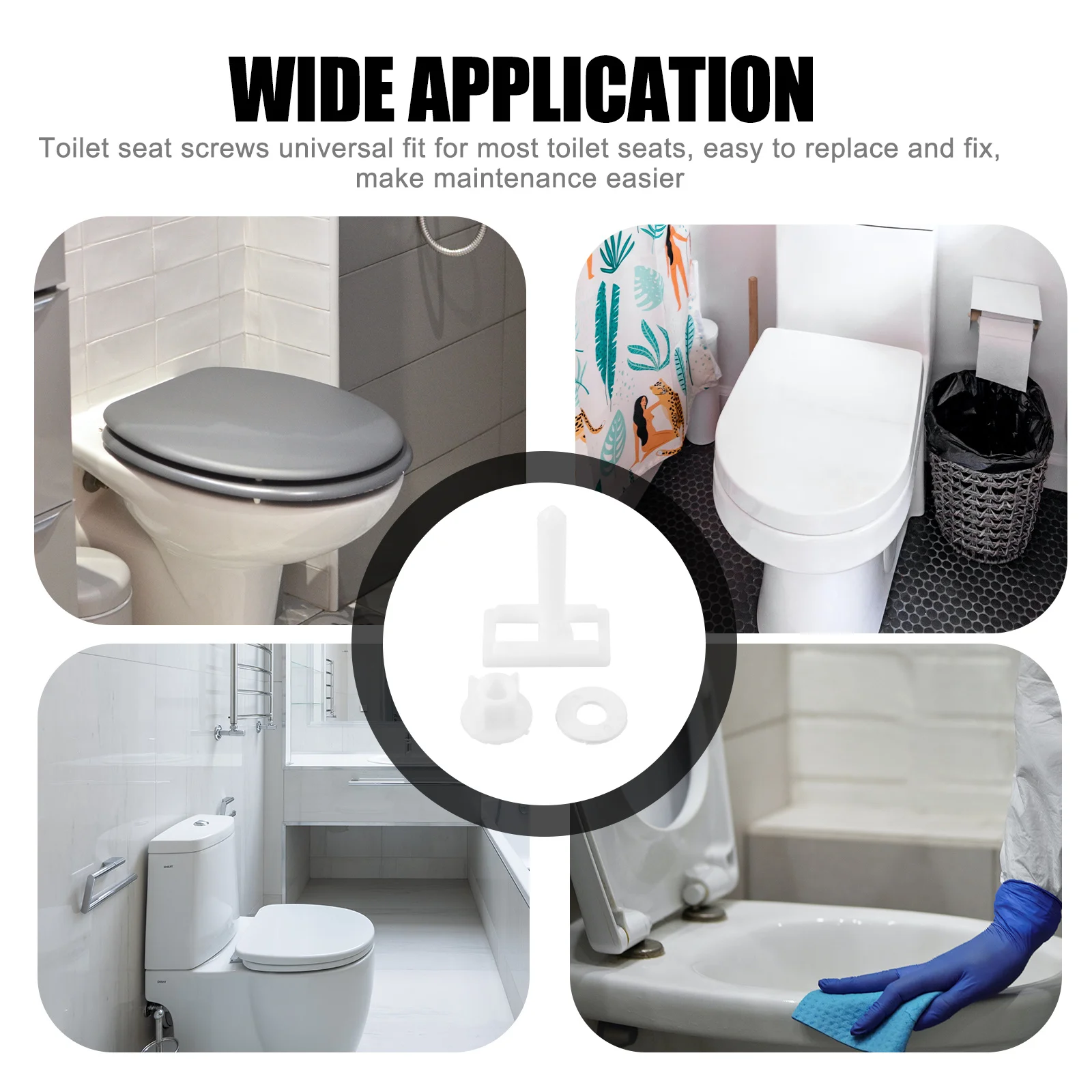 

2 комплекта винтов для сиденья унитаза, практичный ремонт, сменный комплект из АБС-пластика, простая установка, безопасные крепежные детали для обслуживания унитаза
