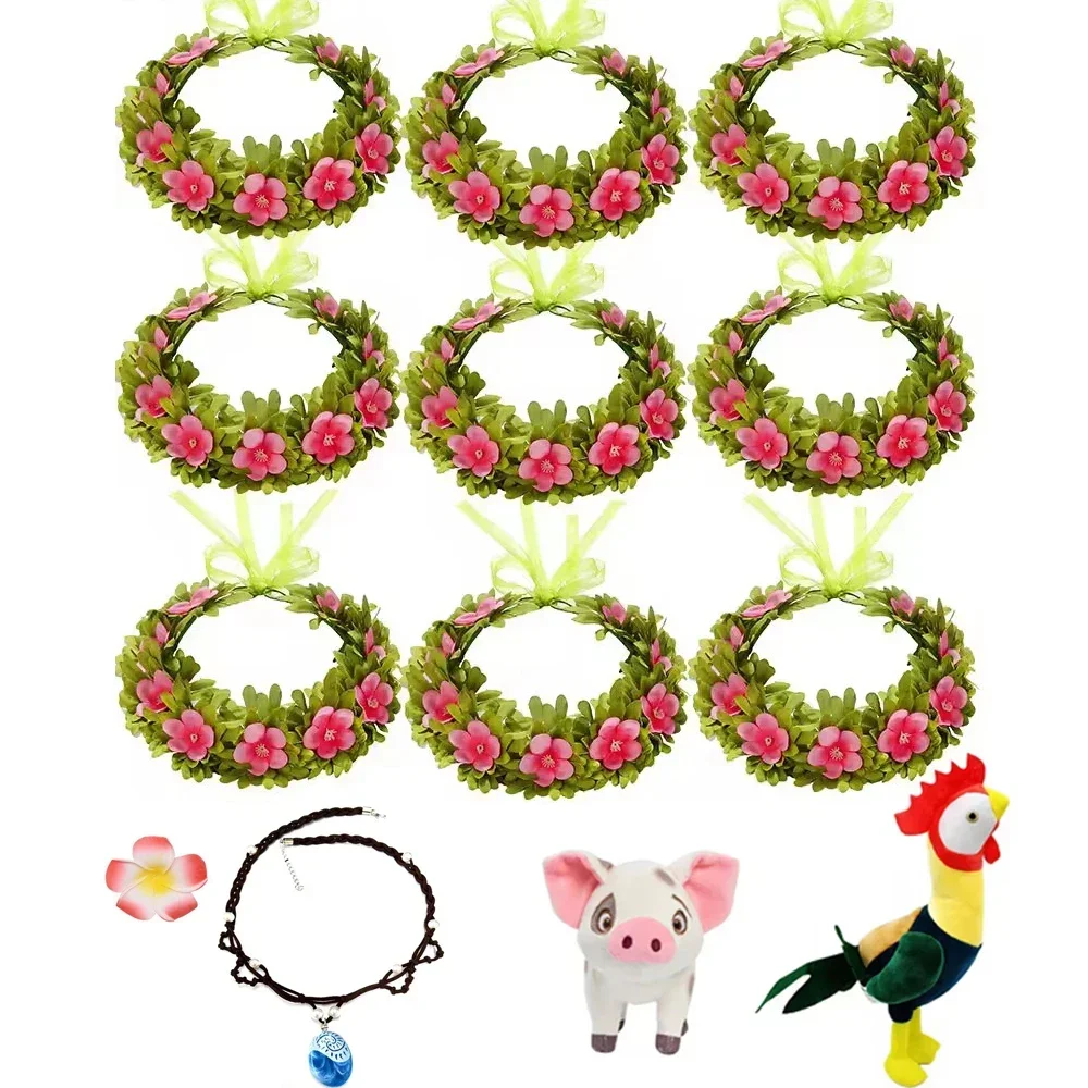 

Girls Moana Garland Flower Wreath Headdress Kid Adult Princess Costume Play Accessory Vaiana Floral Headgear Wig
