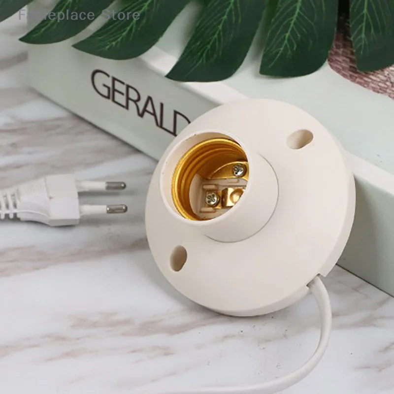 （Fa）EU LED Stand Lamp Holder E27 Bulb Plug Dome Socket With Cable Base For Table Light Night Stands Lampholder Accessories