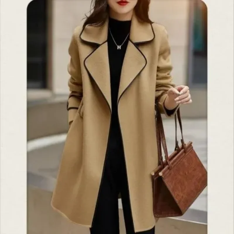 

Women's Autumn Winter New Fashionable Style Loose Warm Wool Coat Mid-length