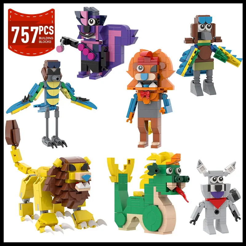 

MOC Indigoed Park Animals Rambley Mollie Lloyd Model Raccoon Parrot Lion Skunk Sea Snake Building Blocks Assemble Brick Toy Gift