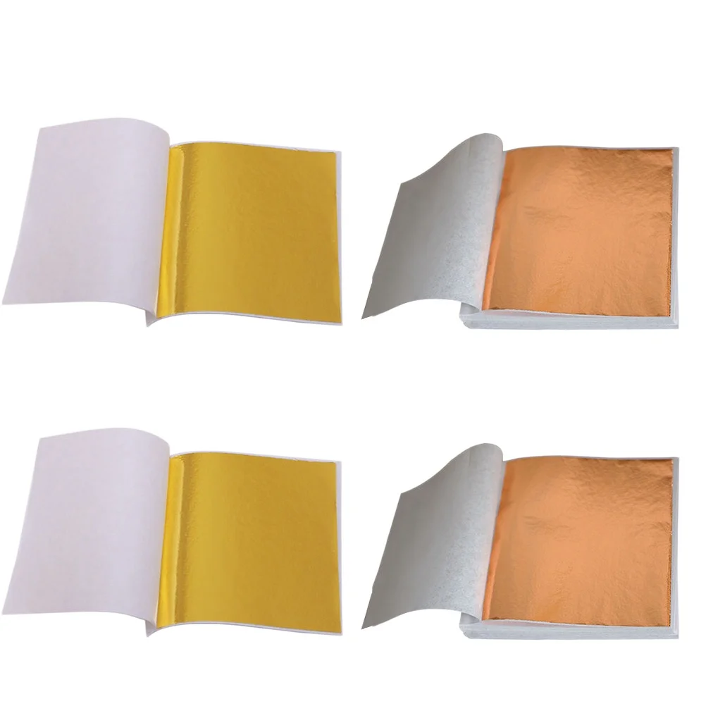 

200 Sheets Gold Leaf Paper Imitation Foil Sheets for Art Crafts Gilding Manicure Clay Decoration Rose Gold Imitation Foil Paper