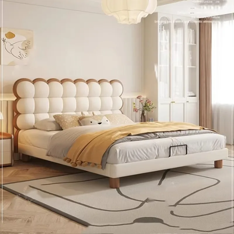 Princess Luxury Double Bed Simple Modern White Storage Queen Double Bed Home Loft Sleeping Cama Matrimonio Home Furniture