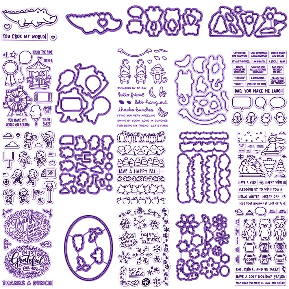 Love Ya Bunches Inspiration Winter Bundles sellos transparentes y troqueles de corte de Metal para manualidades DIY, fabricación de tarjetas, decoración de álbumes de recortes