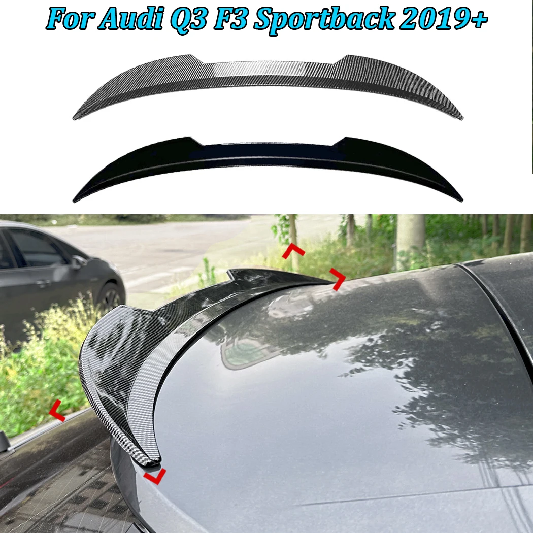 For Audi Q3 F3 Sportback 2019+ Rear Trunk Mid Wing Spoilers Car Automotive Part ABS Plastic Roof Wing Rear Trunk Spoiler