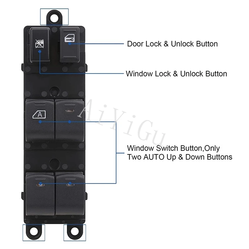 AiYiGu Power Window Switch Door Lock Control Button Compatible with 2005-2012 Nissan Frontier Xterra Replacement OEM 25401-EA003