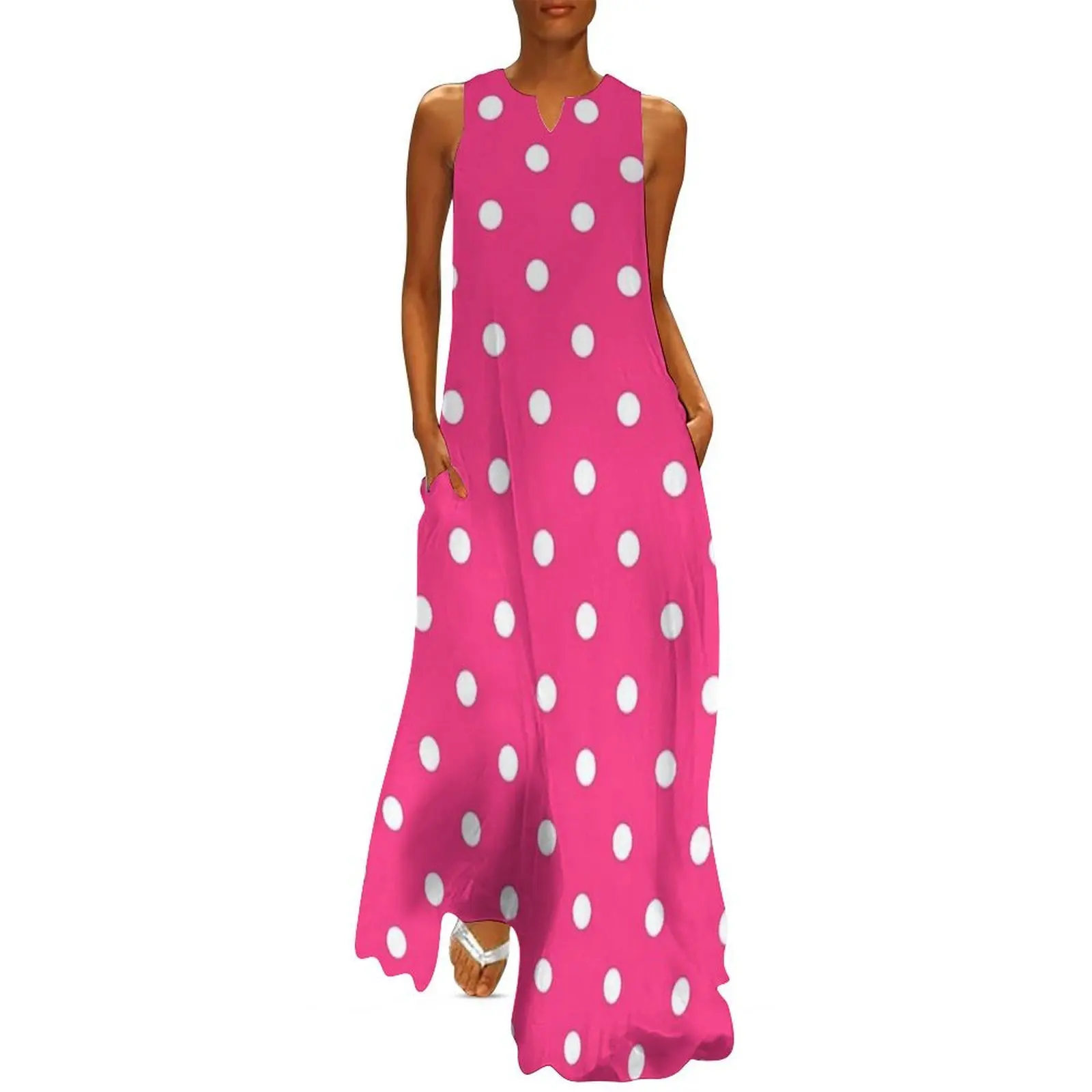 

Pink and White Dots Long Dress Woman dresses Party dresses for women african dresses for woman luxury