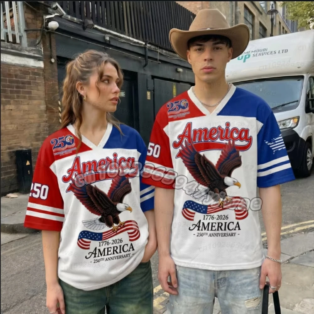 2026 Summer USA 1776-2026 Free Independence 250 Years Casual Flag Shirt T-shirt Adult and Children women Sports t-Shirt