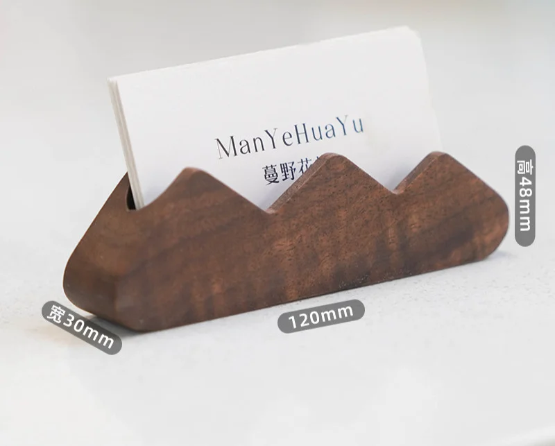 Black Walnut Wood Business Card Holder, Solid Wood Office Desktop Card Organizer
