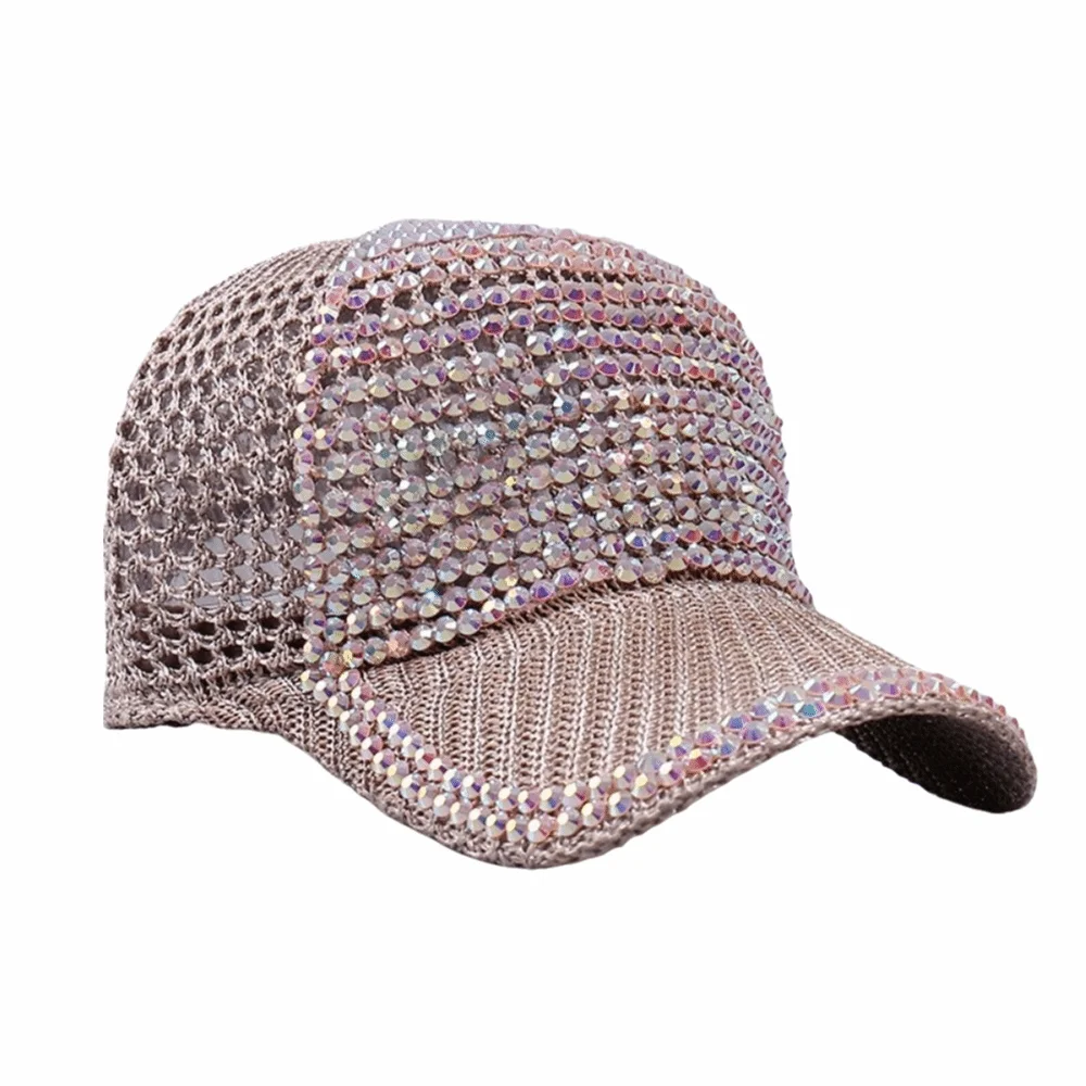Mesh Rhinestone Baseball Cap Lightweight Breathable Rhinestone Visor Hats Rhinestone Embellished Simple Duck Tongue Hat