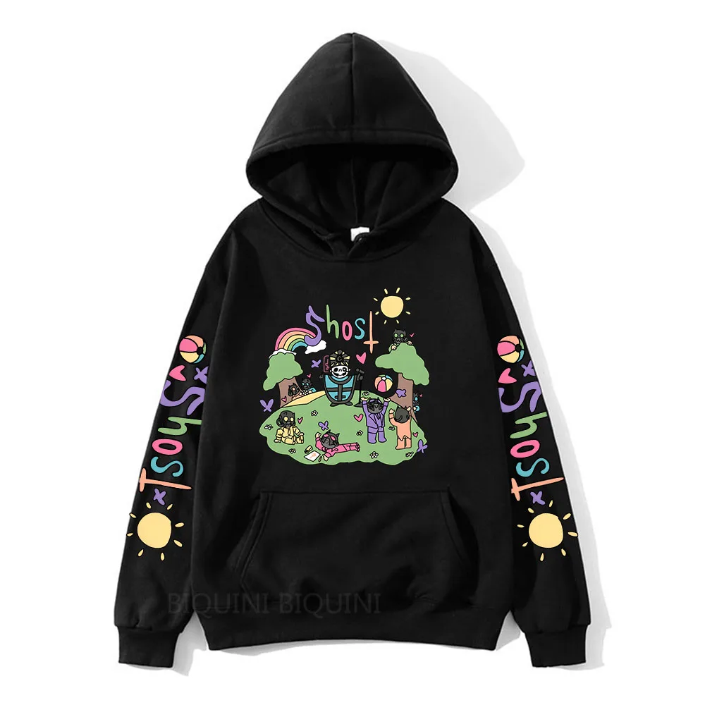 Ghost Music Band Printing Hoodies Casual Kawaii Cartoon Printing Sweatshirt Streetwear Mens Long Sleeve Fleece Pullovers Male