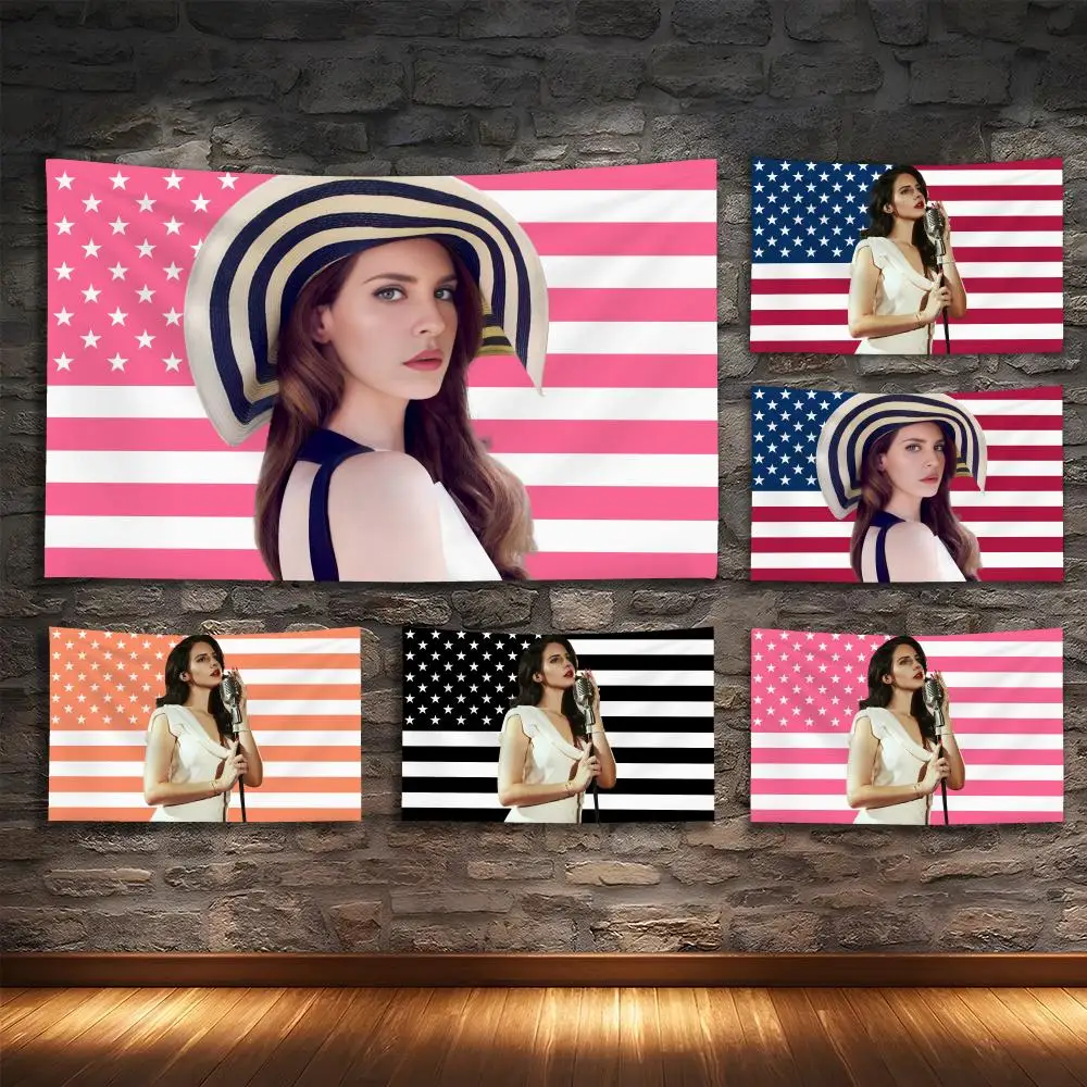 

L-Lana Del Rey Singer Tapestry Custom Living Bedroom Party Dormitory Interior Wall Bohemian Decoration Attached Clip