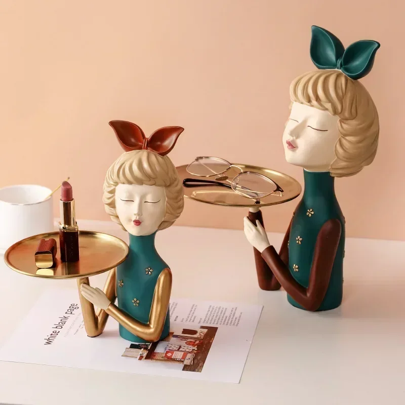 3D Girls,Statue,Creative Sculpture,Desk Decoration,Decorative Figurine Miniature,Storage Function,Modern Style,Home Table Decor