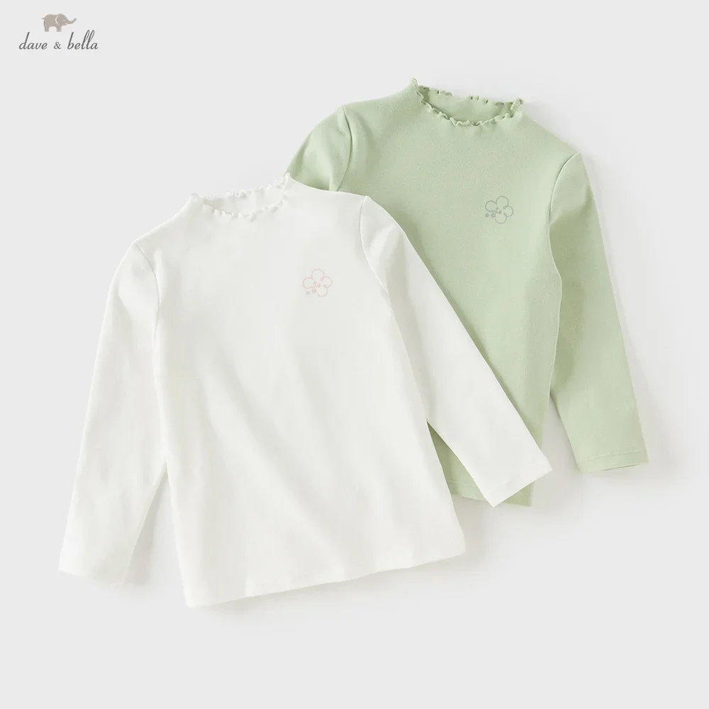Dave Bella Children's Long Sleeve T-shirt Autumn Girl's Baby Fashion Casual Gentle Sweet Antibacterial Bottoming Shirt DB3252642