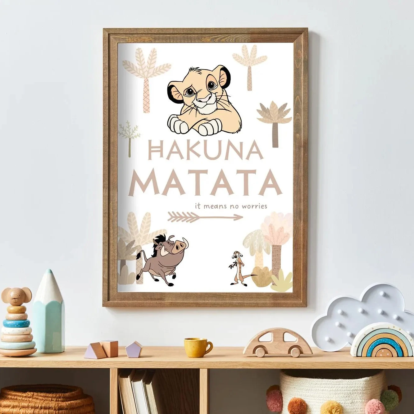 

Disney Lion King Print Simba Bohemian Wall Art Simba and Friends Canvas Poster Timon Home Decor Children's Gift Kids Room Decor