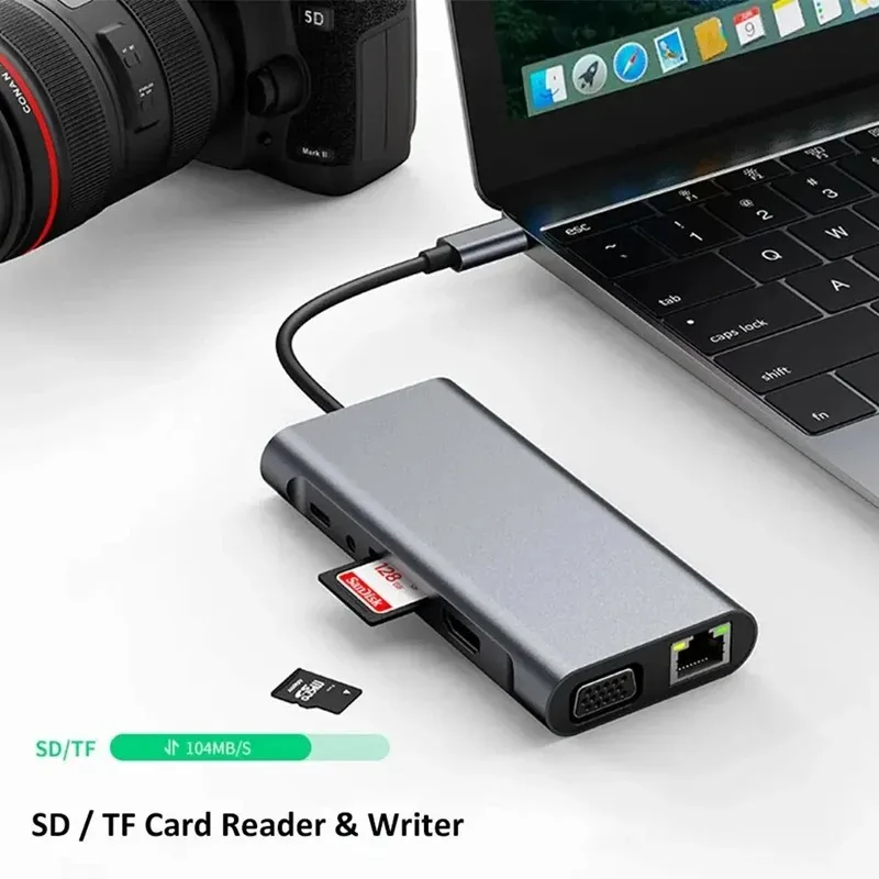 11 in 1 Type C Hub 4K 30Hz USB C to HDMI-compatible USB 3.1 Adapter Converter Docking Station Splitter for MacBook Pro Air image 5
