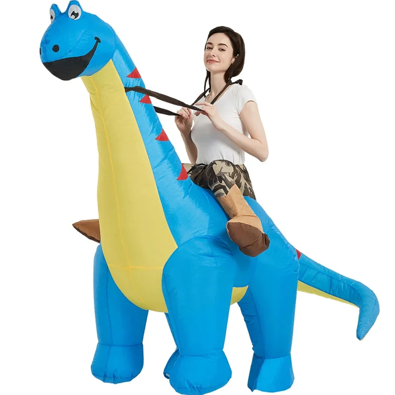 Inflatable Dinosaur Costume Riding Diplodocus T Rex Air Blow up Funny Party Halloween Costumes for Adult Men Women