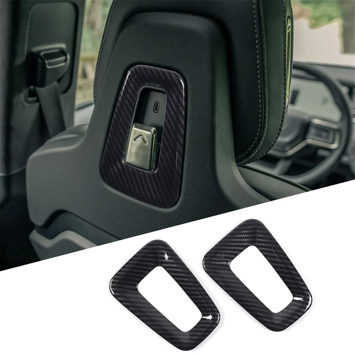 For Rivian R1T R1S 2022 2023 2024 Seat Hook Cover Decorative Panel Frame Trim Carbon Fiber