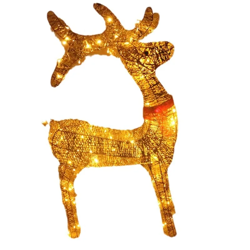 

Christmas deer pulling car, luminous wrought iron deer pulling sleigh car, Christmas large-scale ornaments