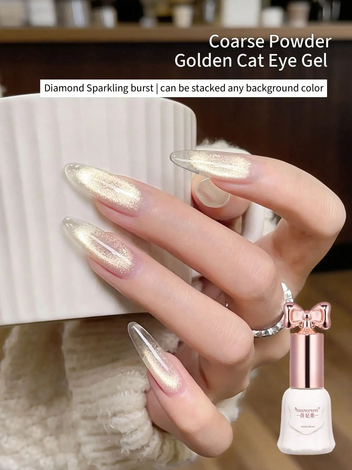 10ml 4Pcs White Water Cat Eye Gel Nail Polish Set, UV LED Magnetic Soak-off Cat Eye Gel with Magnet Stick for Salon DIY
