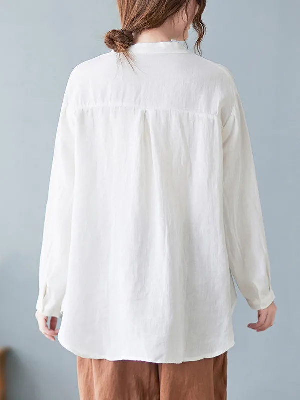 قميص نسائي كاجوال بأكمام طويلة مطرز، مقاس كبير، مناسب لفصل الربيع، تصميم نحيف ومتعدد الاستخدامات، فضفاض ومريح